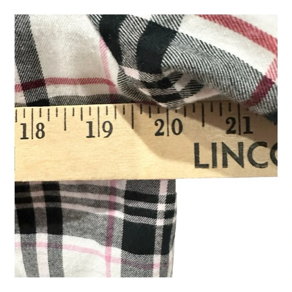 Victoria's Secret Flannel Short Sleeve Top Shorts Plaid PJ Set Sz S-M Pink/Black